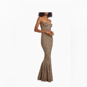 Norma Kamali Leopard Bonded Corset Gown Mermaid Dress - NWT